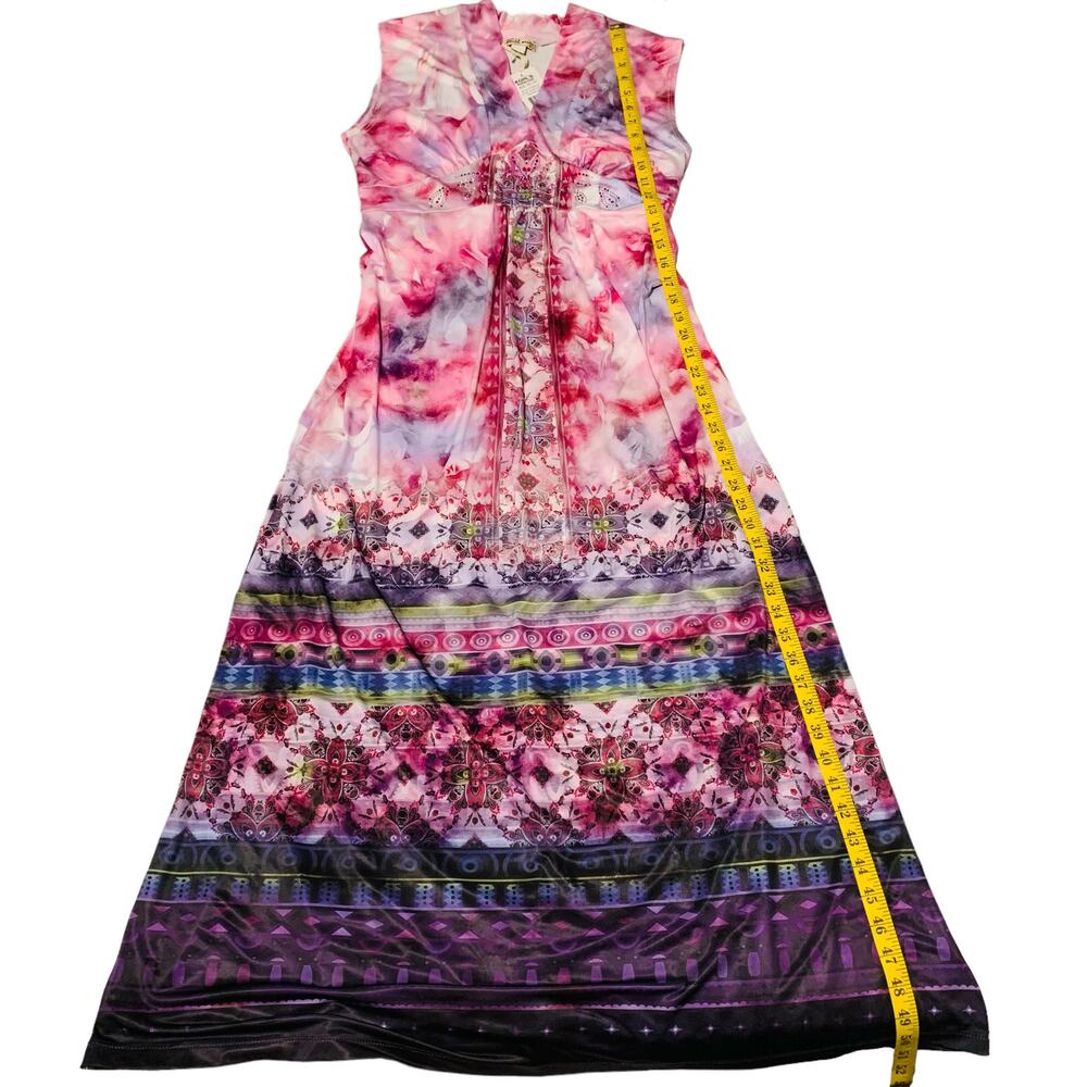 NWT World Unity Maxi Dress M Boho Fairy Tank Festival Vacation Stretchy Cruise